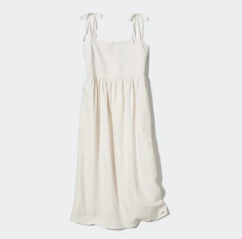 Uniqlo Linen-Blend Off-White Camisole Dress NWT Size S